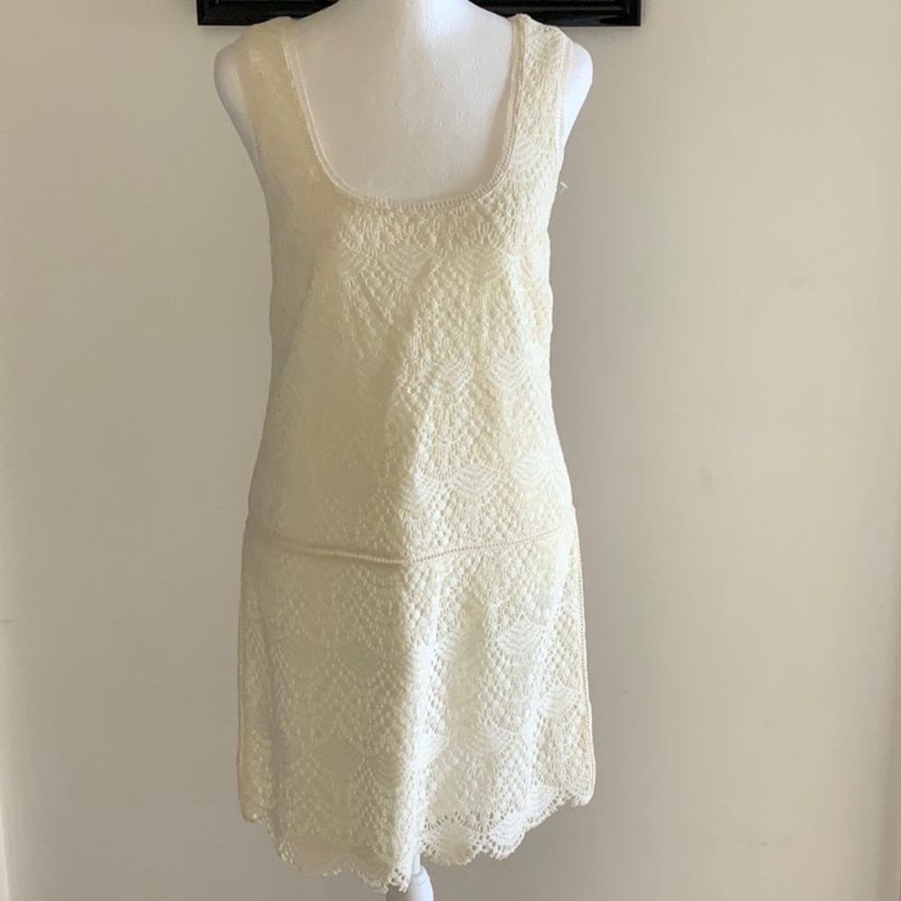 Cream Crochet Sleeveless Dress